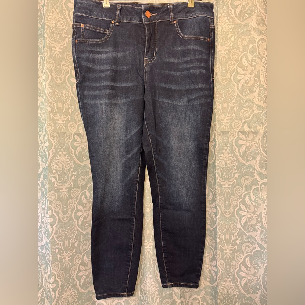 Maurices Blue Skinny Jeans with Distressed Look